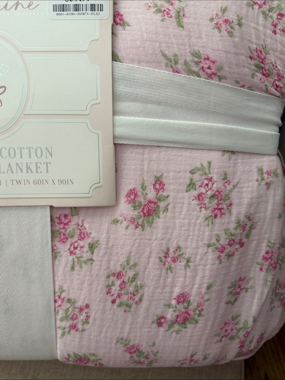 Delphine Pink Floral Dreamy Cotton Gauze Blanket - Picture 3 of 4